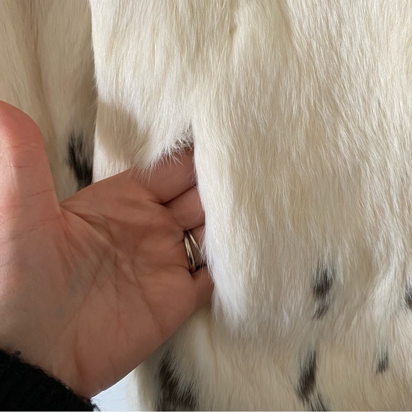 Vintage Rabbit Fur Coat Little Girls Kids Winter Hooded Jacket Cream 4 5 6 - Picture 8 of 11